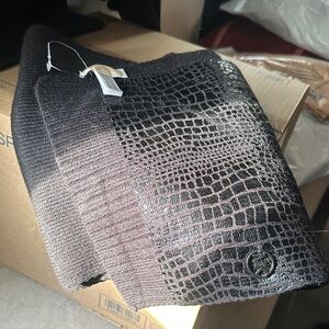 Michael kors Black Knit Scarf with croc Mesh Detail and gunmetal logo